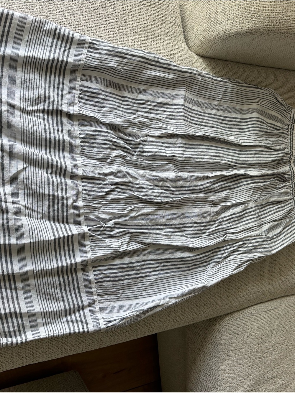 C&C California Gray and White Striped Maxi Skirt